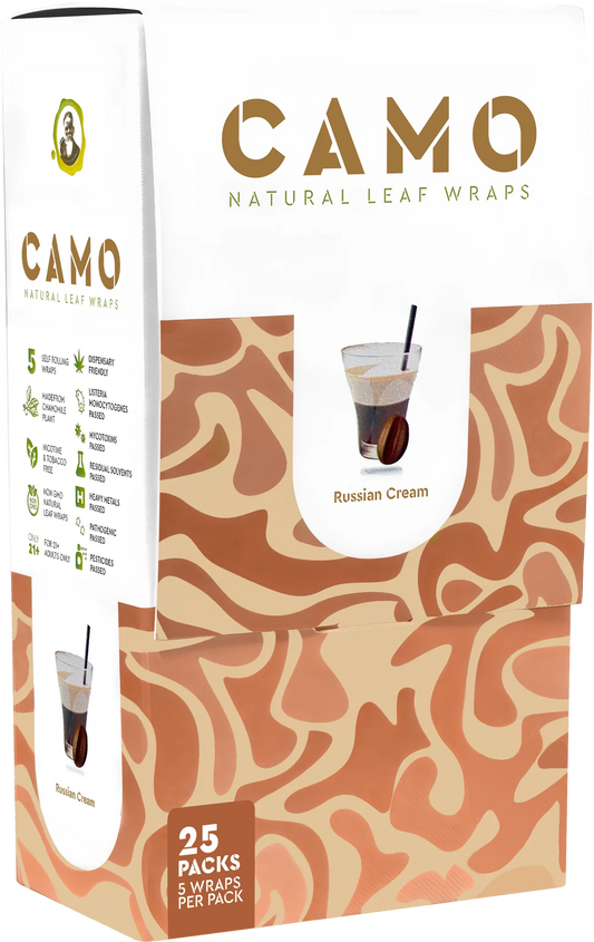 Camo Natural Leaf Wraps 25ct Russian Cream 5pk