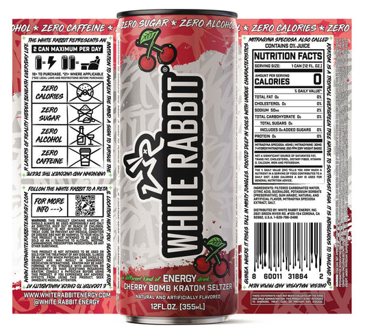 White Rabbit Kratom Cherry Bomb 12pk Seltzer