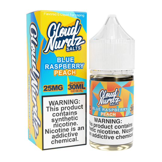 Cloud Nurdz Iced Blue Raspberry Peach 25mg 30ml Salt Nic