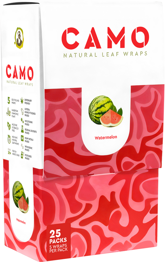 Camo Natural Leaf Wraps 25ct 5pk - Watermelon