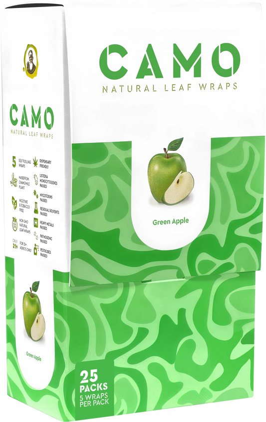 Camo Natural Leaf Wraps 25ct Green Apple 5pk