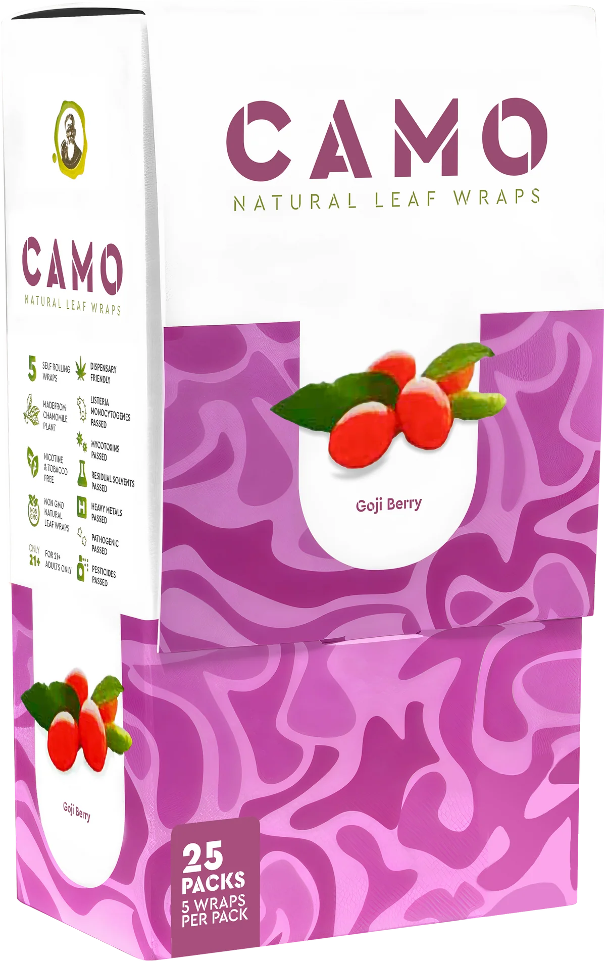 Camo Natural Leaf Wraps 25ct Goji Berry 5pk