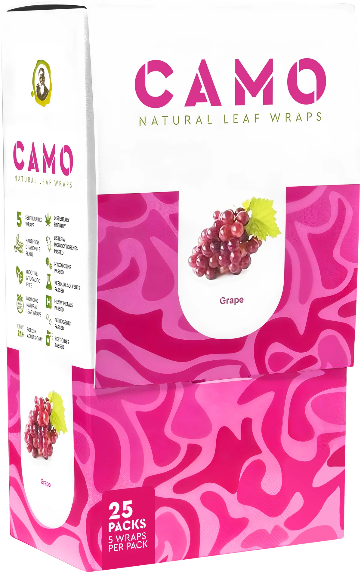Camo Natural Leaf Wraps 25ct Grape 5pk