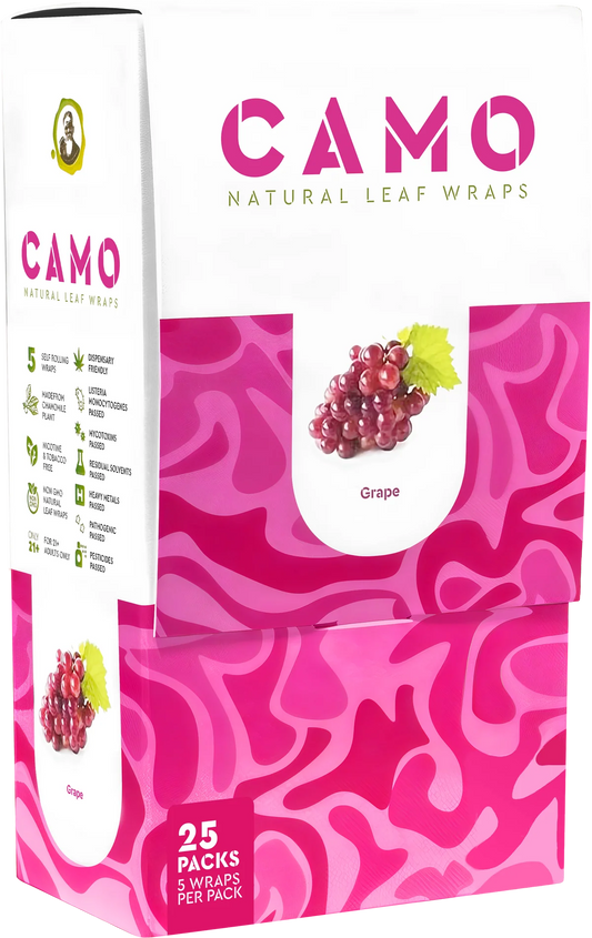Camo Natural Leaf Wraps 25ct Grape 5pk