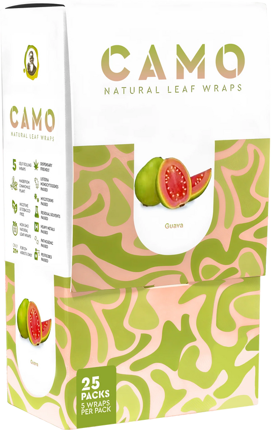 Camo Natural Leaf Wraps 25ct Guava 5pk
