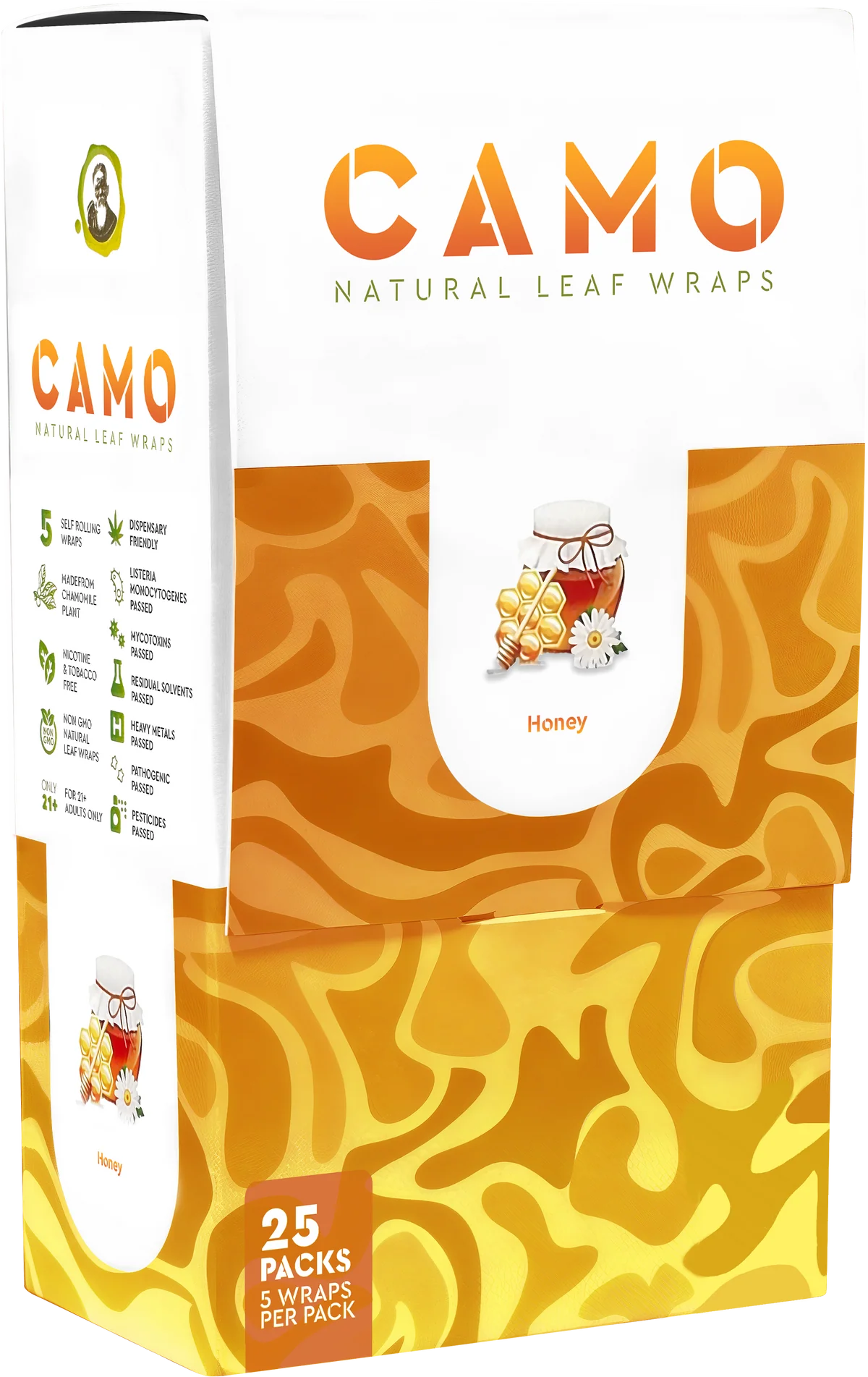 Camo Natural Leaf Wraps 25ct Honey 5pk