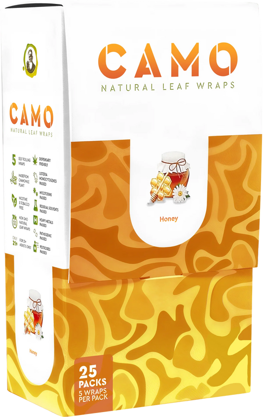 Camo Natural Leaf Wraps 25ct Honey 5pk