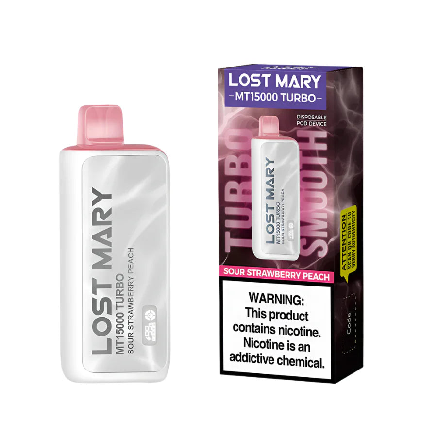 Lost Mary Turbo MT15k Sour Strawberry Peach 5ct