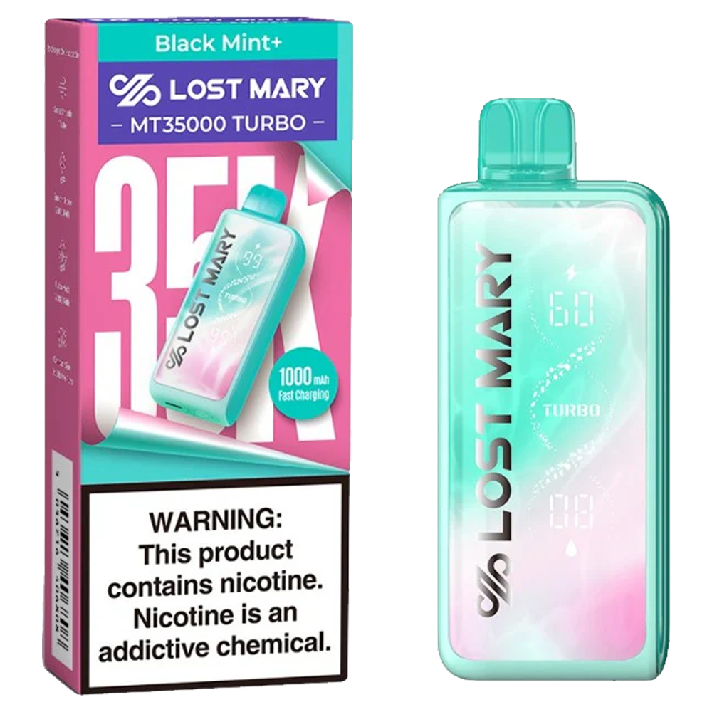 Lost Mary Turbo MT35k Black Mint+ 5ct