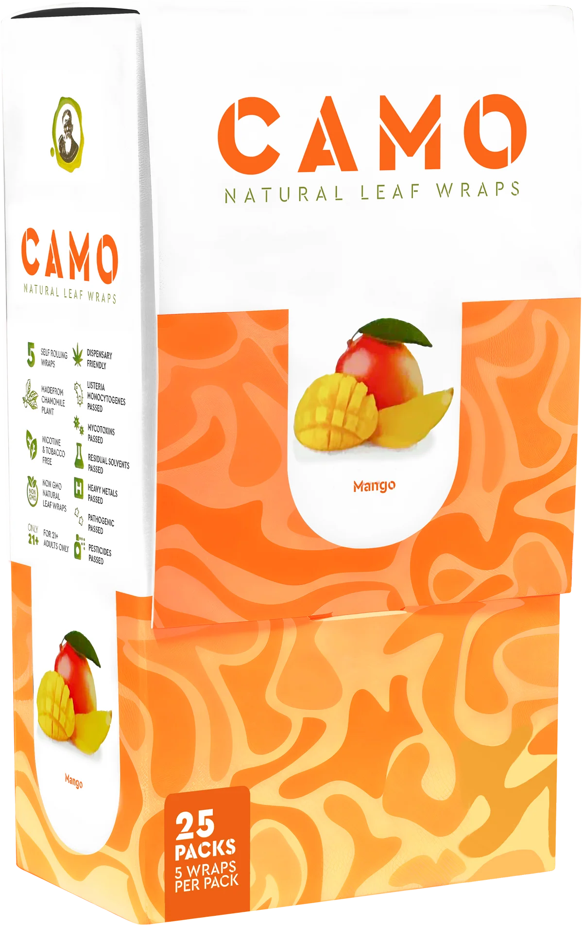 Camo Natural Leaf Wraps 25ct 5pk