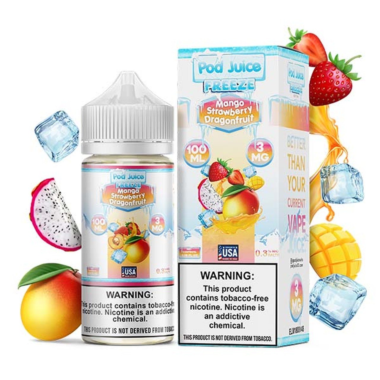 Pod Juice Mango Strawberry Dragonfruit Freeze 3mg 100ml