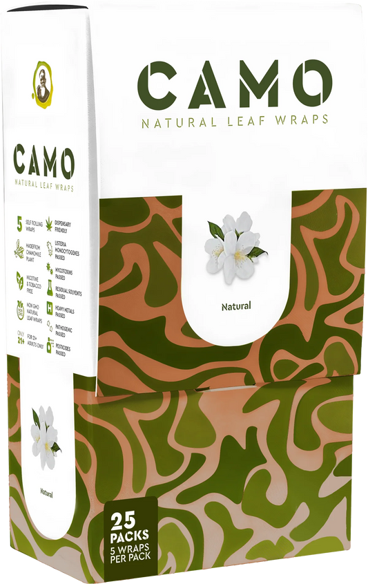 Camo Natural Leaf Wraps 25ct Natural 5pk