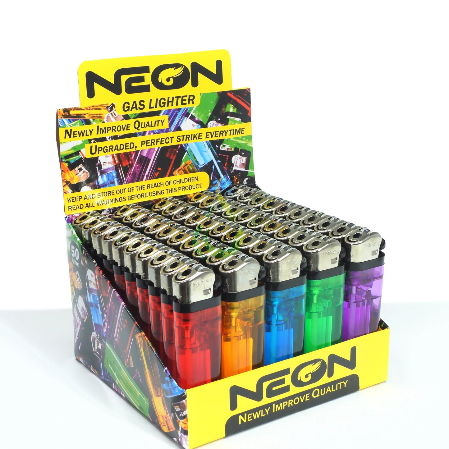 Neon Gas Lighter 50ct Neon Flint Lighter