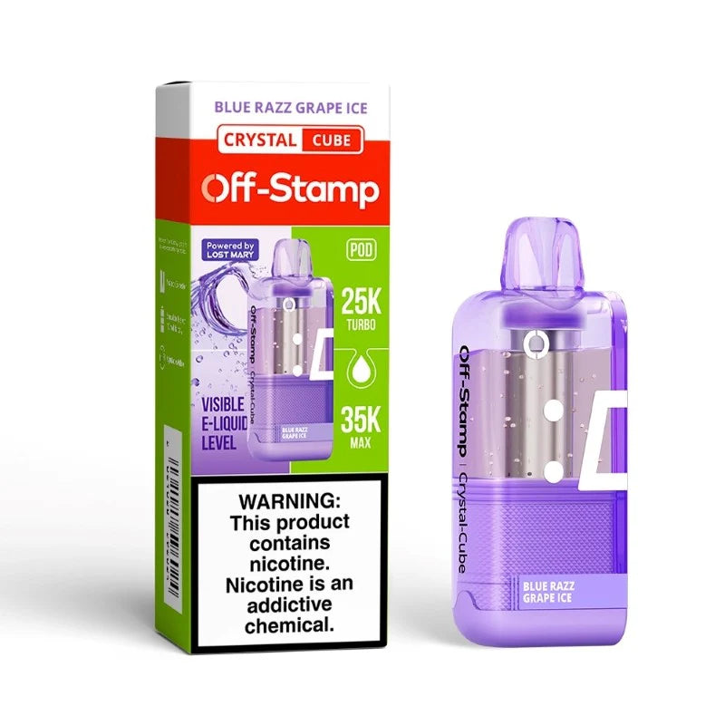 Off Stamp X-Cube Crystal Pod 35k Blue Razz Grape Ice 5ct