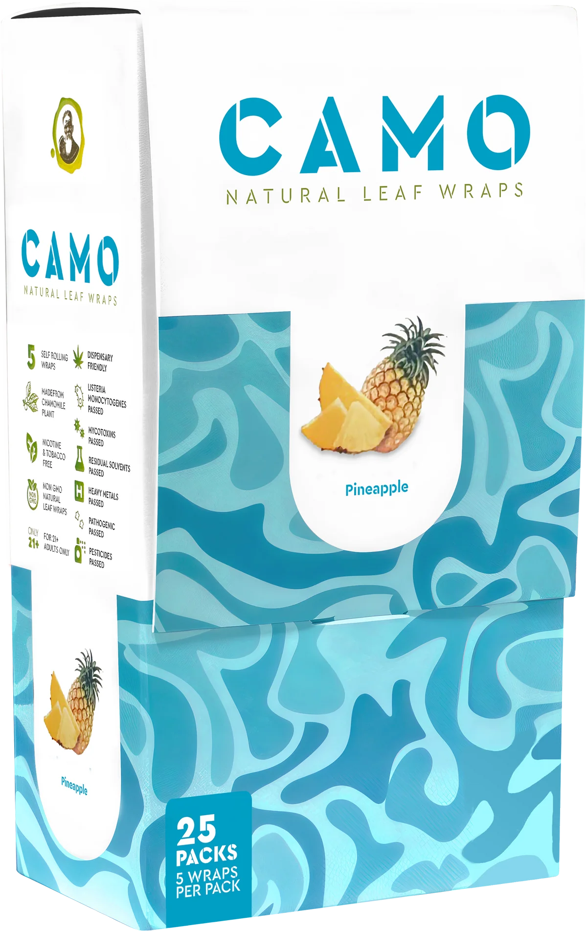 Camo Natural Leaf Wraps 25ct Pineapple 5pk