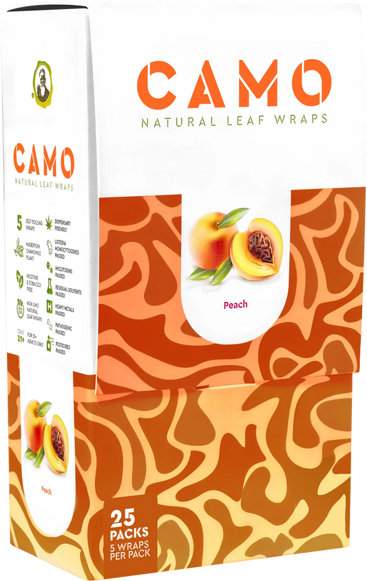Camo Natural Leaf Wraps 25ct Peach 5pk
