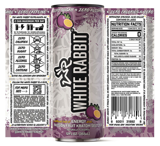 White Rabbit Kratom Passion Fruit 12pk Seltzer