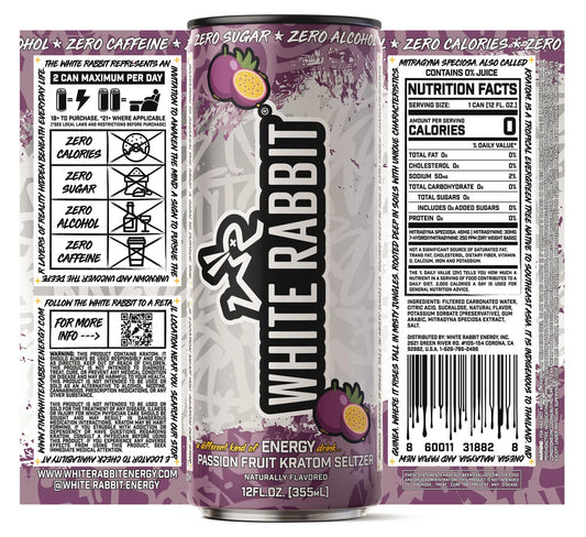 White Rabbit Kratom  12pk Seltzer - Passion Fruit