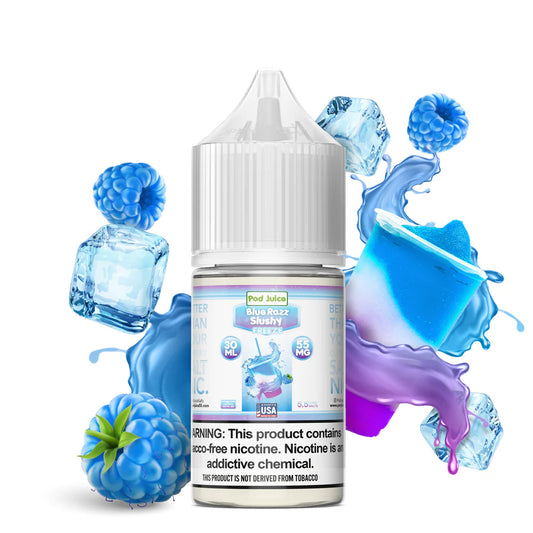 Pod Juice Blue Razz Slushy 55mg 30ml Salt Nic