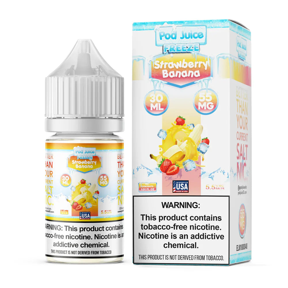 Pod Juice Strawberry Banana Ice 55mg 30ml Salt Nic