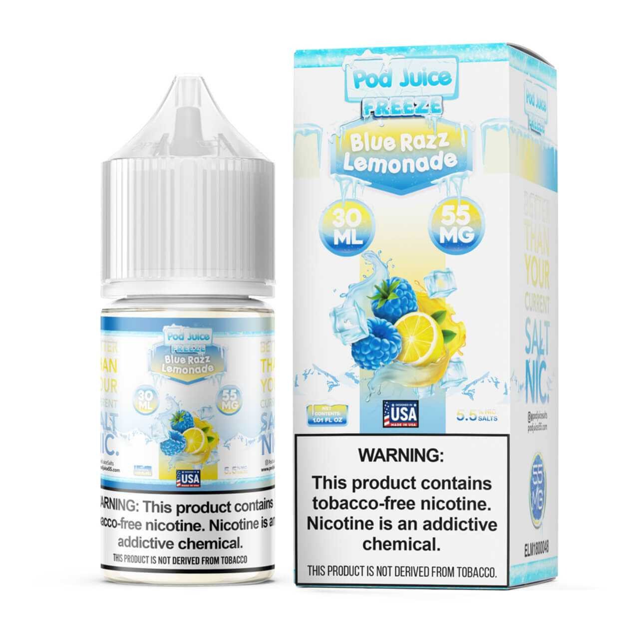 Pod Juice Blue Razz Lemonade Freeze 55mg 30ml Salt Nic