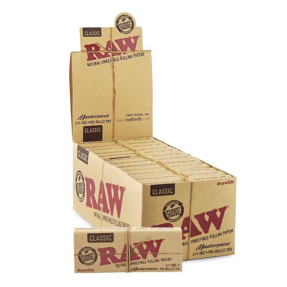 Raw Masterpiece 1 1/4 24pk Per Box Papers w/Pre Rolled Tips