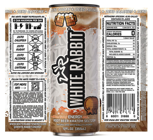 White Rabbit Kratom Root Beer 12pk Seltzer