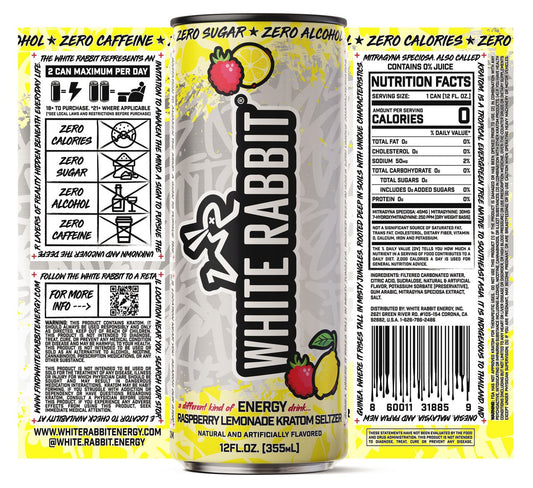 White Rabbit Kratom Raspberry Lemonade 12pk Seltzer