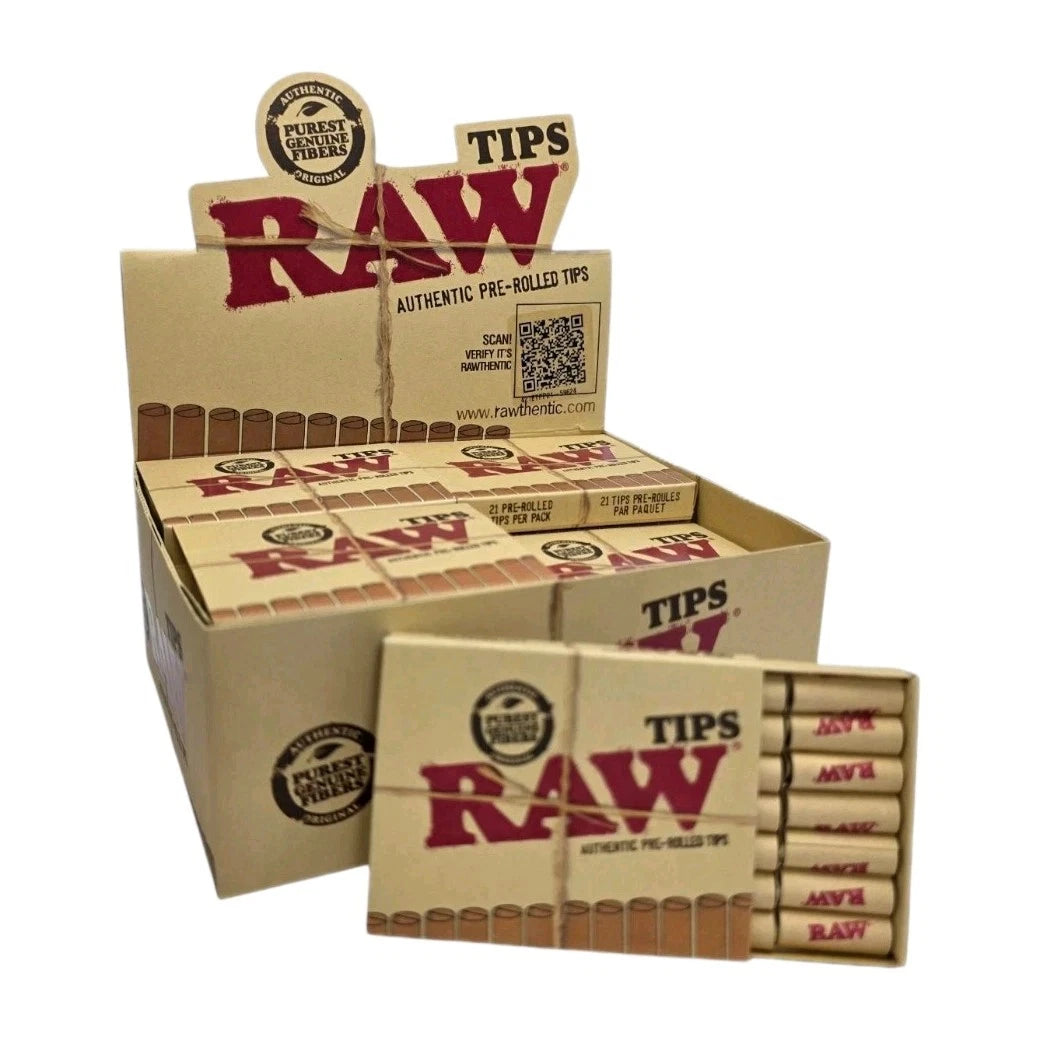 Raw Prerolled Tips 20pks per Box