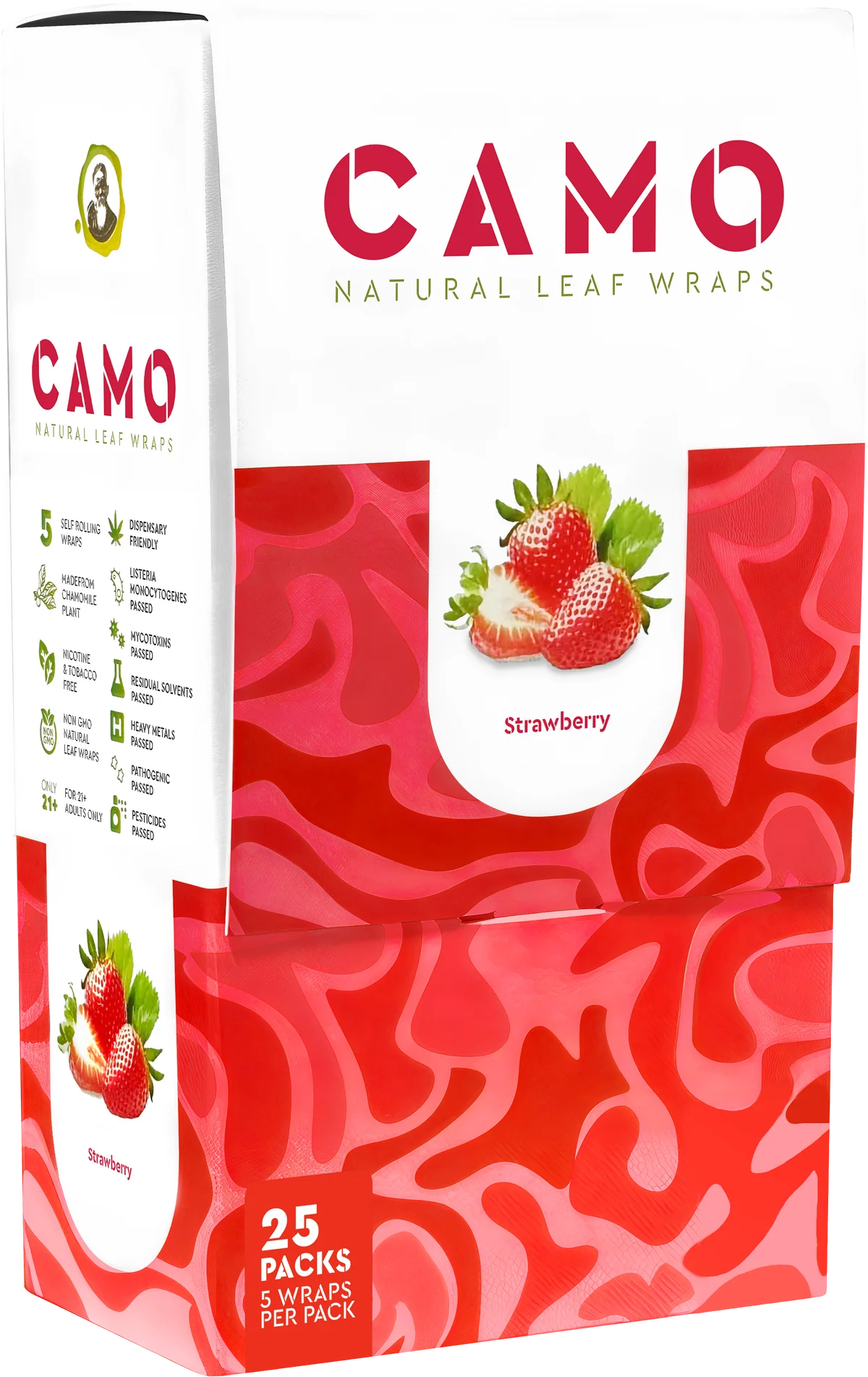Camo Natural Leaf Wraps 25ct Strawberry 5pk