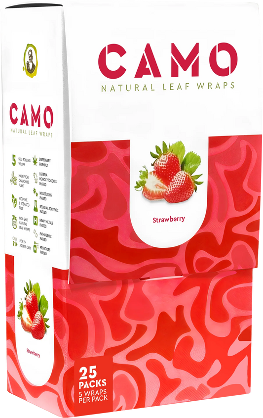 Camo Natural Leaf Wraps 25ct Strawberry 5pk