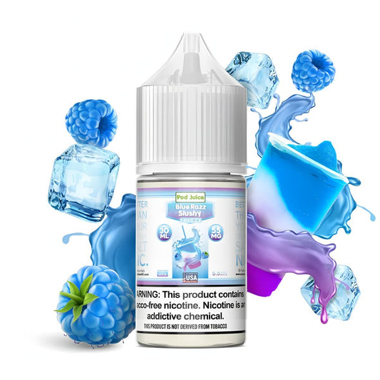 Pod Juice Blue Razz Slushy Freeze 55mg 30ml Salt Nic