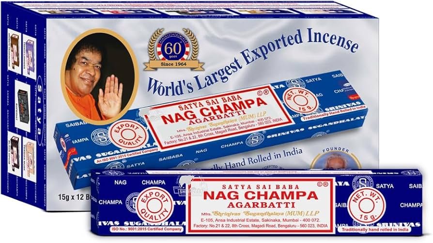 Satya Sai Baba Nag Champa 12ct Box Incense 15g