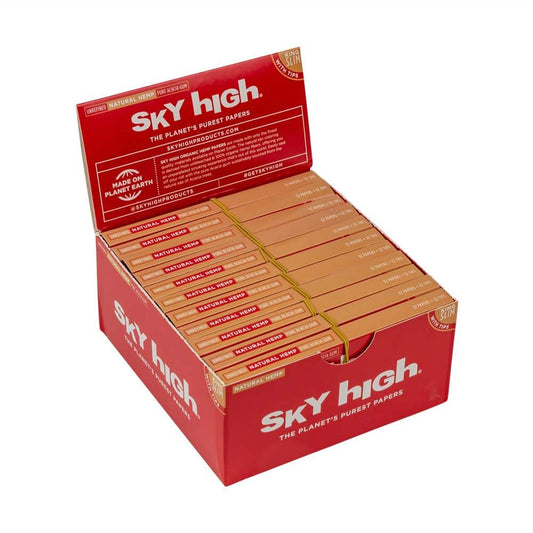 Sky High King Size Slim Natural Hemp Rolling Papers W/ Tips