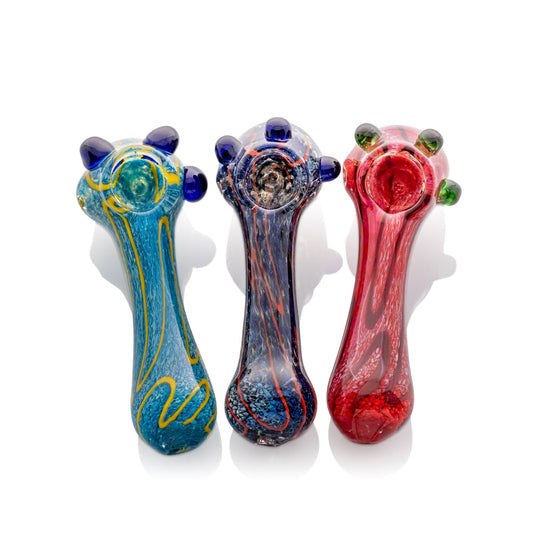 Spoon Pipe 4.5" Frit Swirl Wave Hammer