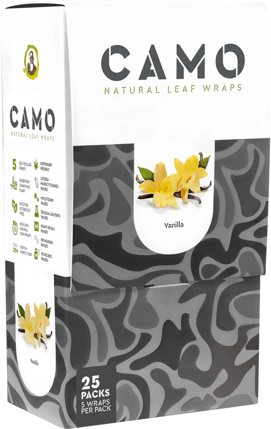 Camo Natural Leaf Wraps 25ct Vanilla 5pk