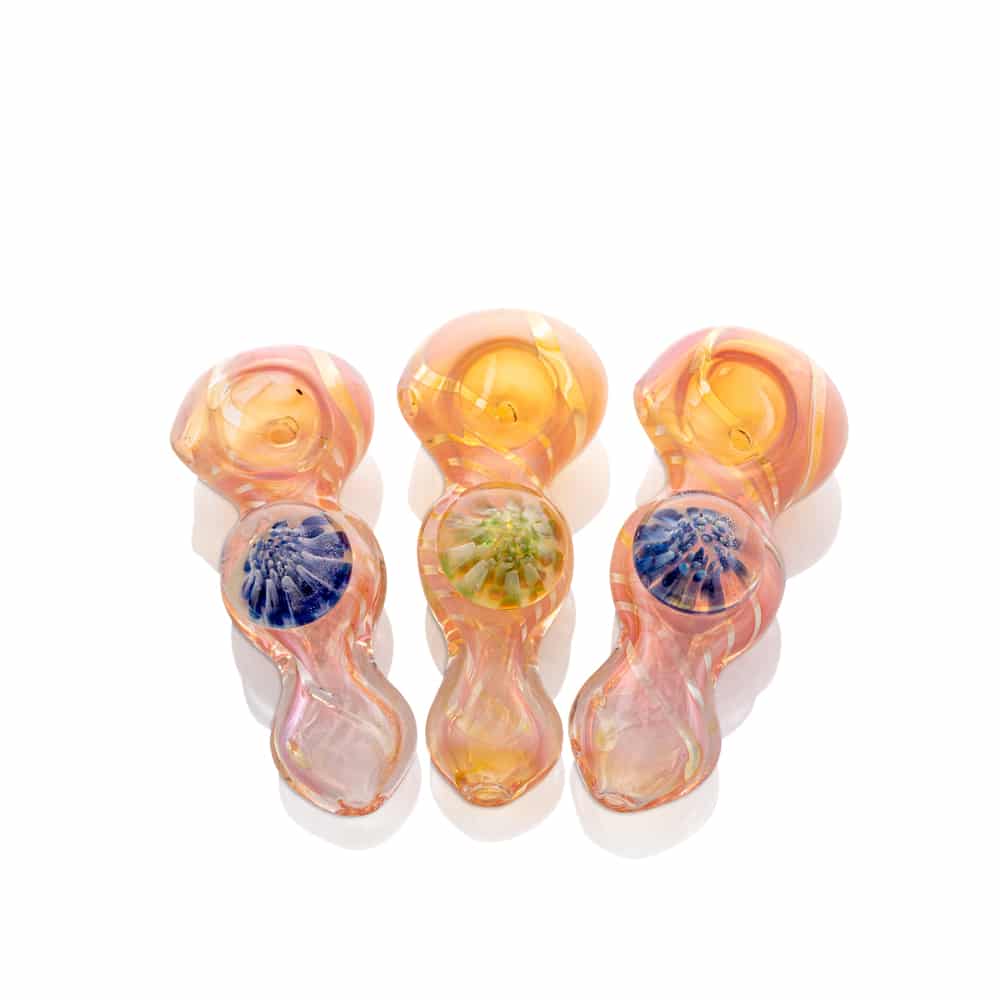 honeycomb locket spoon pipe 4.5" Gold & Silver Fumed