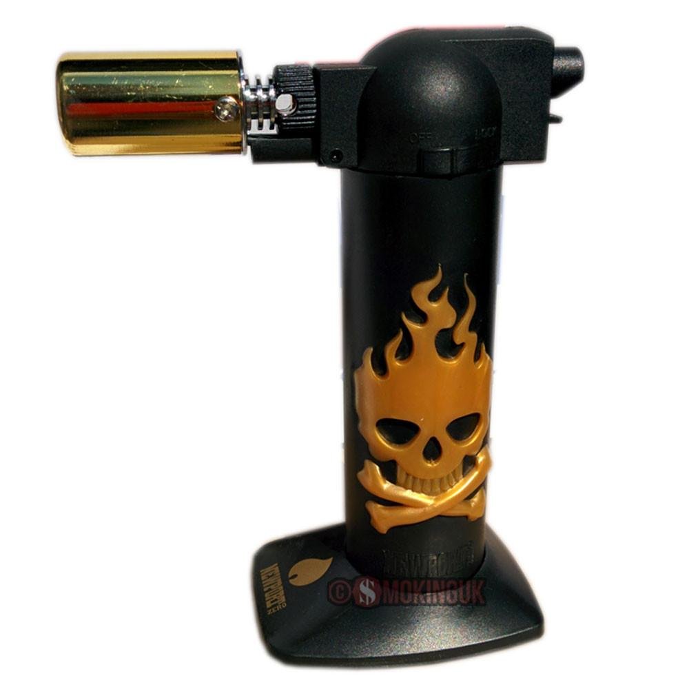 Newport Zero 6" Cigar Torch Skulls Gold NTSK035