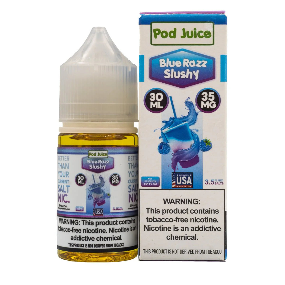 Pod Juice Blue Razz Slushy 35mg 30ml Salt Nic