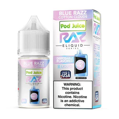 Pod Juice Blue Razz Cotton Clouds 35mg 30ml Salt Nic