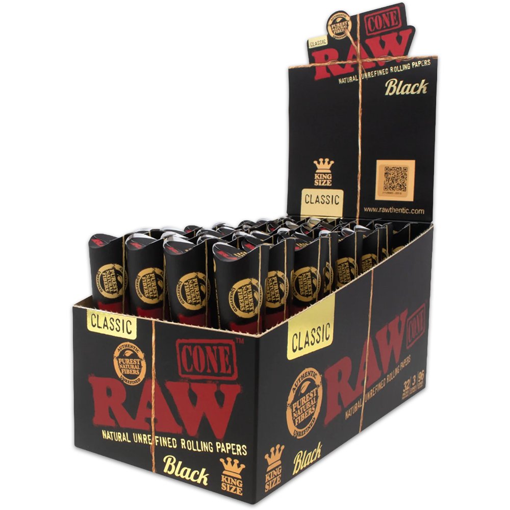 Raw Black Kingsize Pre-Rolled Cones 32ct 3pk