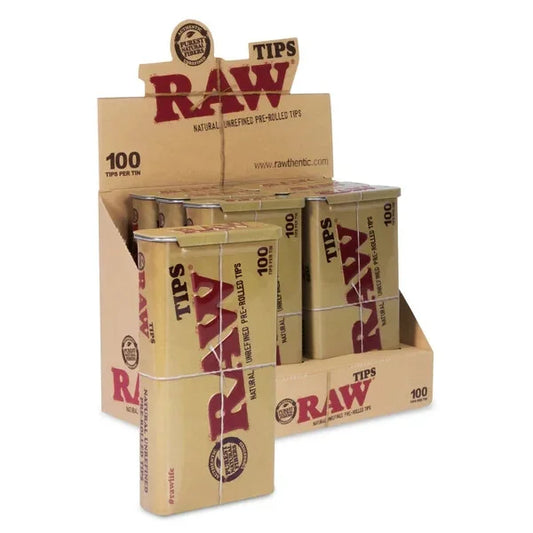 Raw Pre Rolled Tips 100ct Tin 6pks per Box